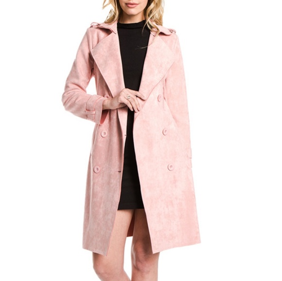 BLUSH faux suede trench coat - Picture 4 of 4